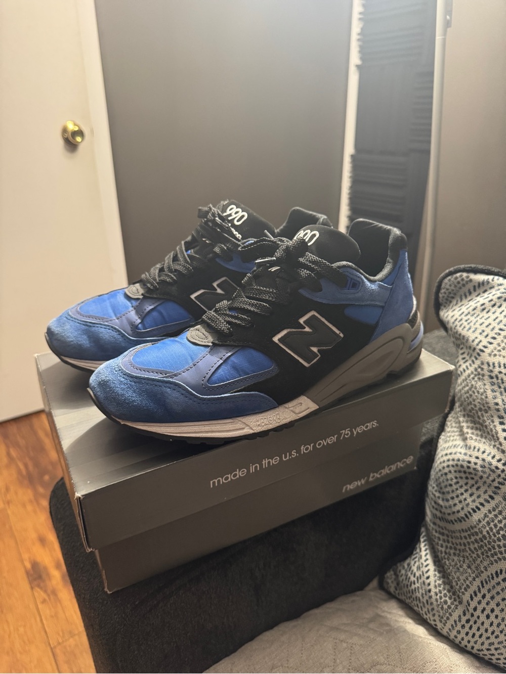New Balance Royal Blue and Black 'USA' Suede Sneakers